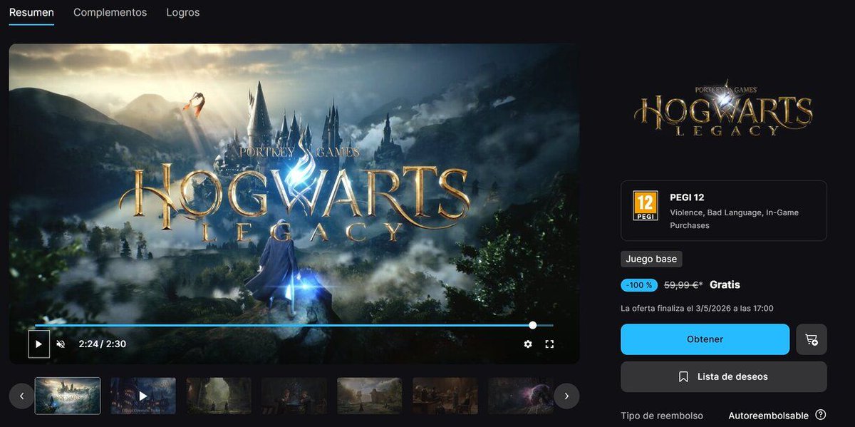 Areajugones's tweet image. Corre a Epic Games Store antes del domingo: Hogwarts Legacy se está regalando y no hay truco 

areajugones.sport.es/videojuegos/co… 

#PC