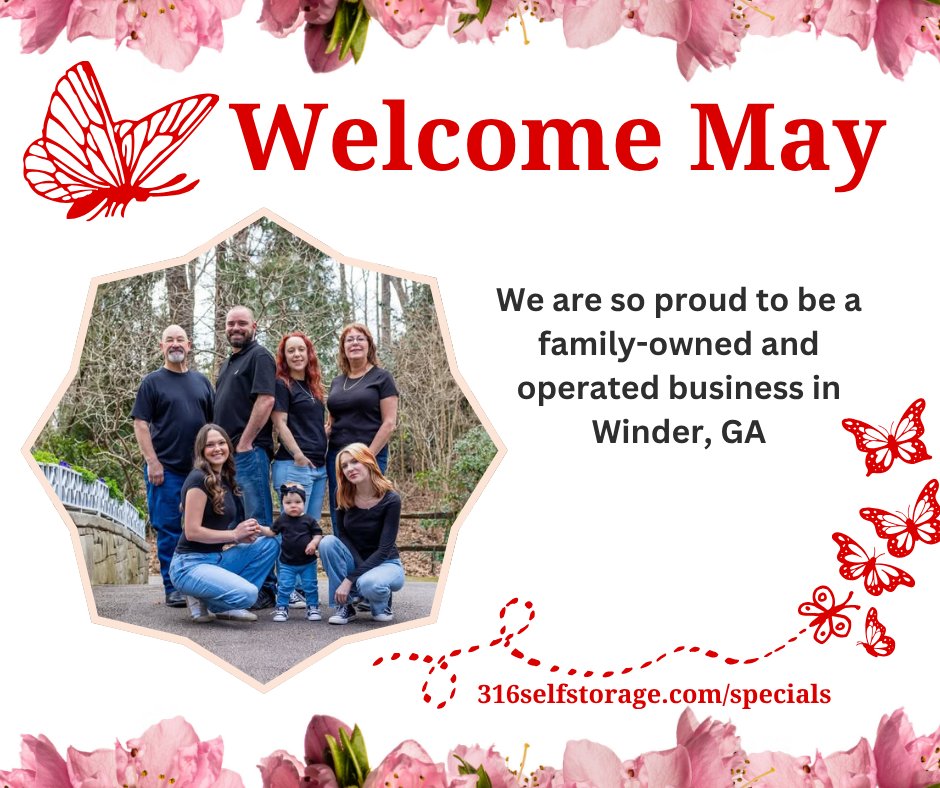 316SelfStorage's tweet photo. Welcome May! We want to shower our customers with savings and great customer service. Check out our special offers. https://t.co/ED5wmSzbJc 

#316SelfStorage #May #discountstorage #selfstorage #familybusiness https://t.co/qsXB2xuI7r