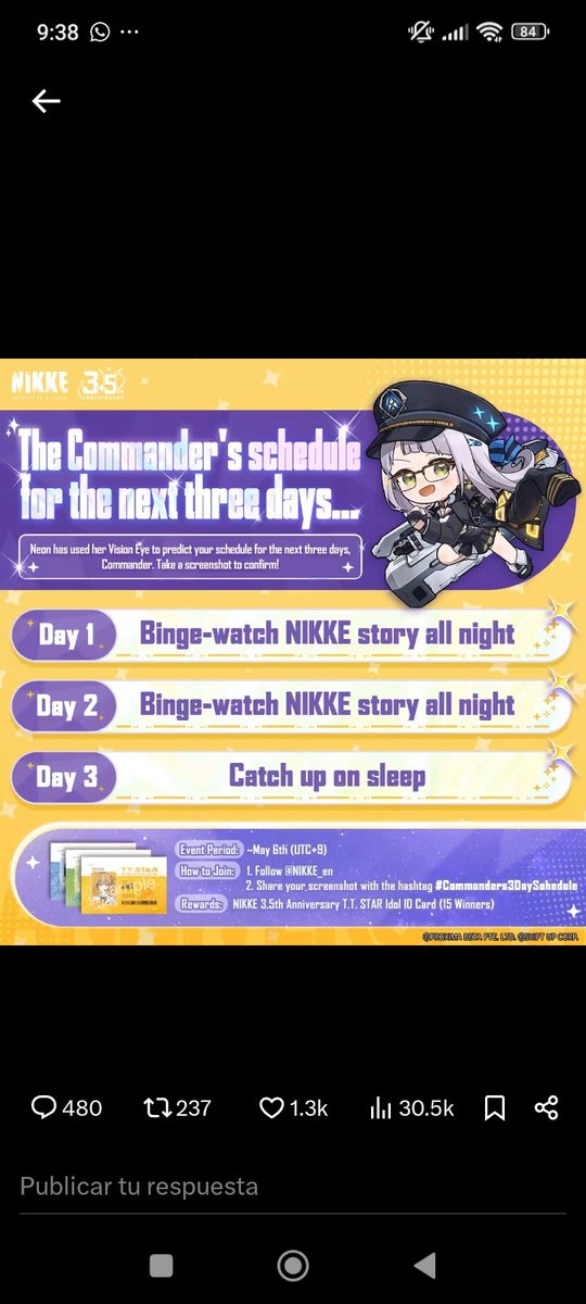 daniel19846's tweet photo. @NIKKE_en I guess I have a lot of reading to do, who needs sleep for two days? #Commanders3DaySchedule https://t.co/Xth13O9tJN