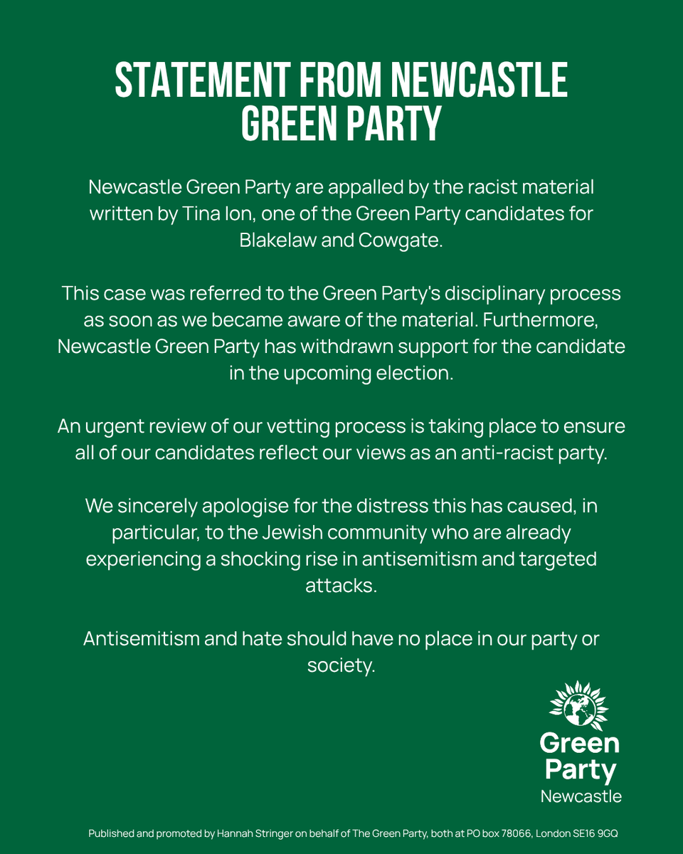Newcastle Green Party tweet media