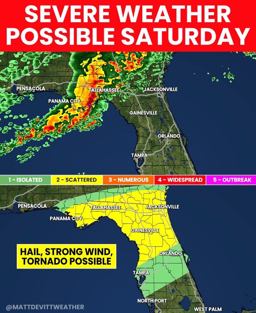 FLORIDA SEVERE WEATHER ⛈️ Possible on Saturday, starting in the ...