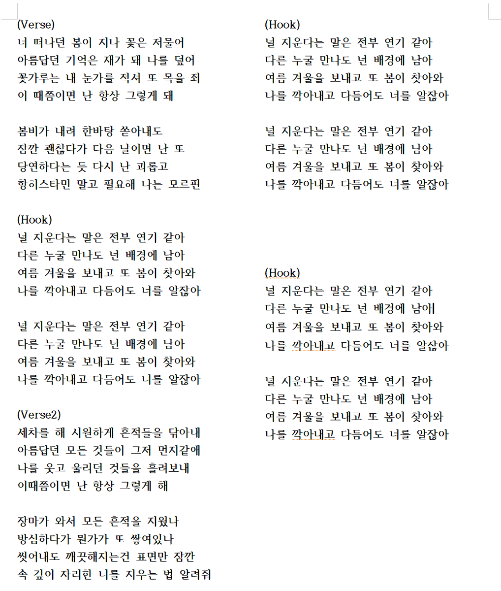 이 트윗이 가사가 될줄은 나도 몰랐지