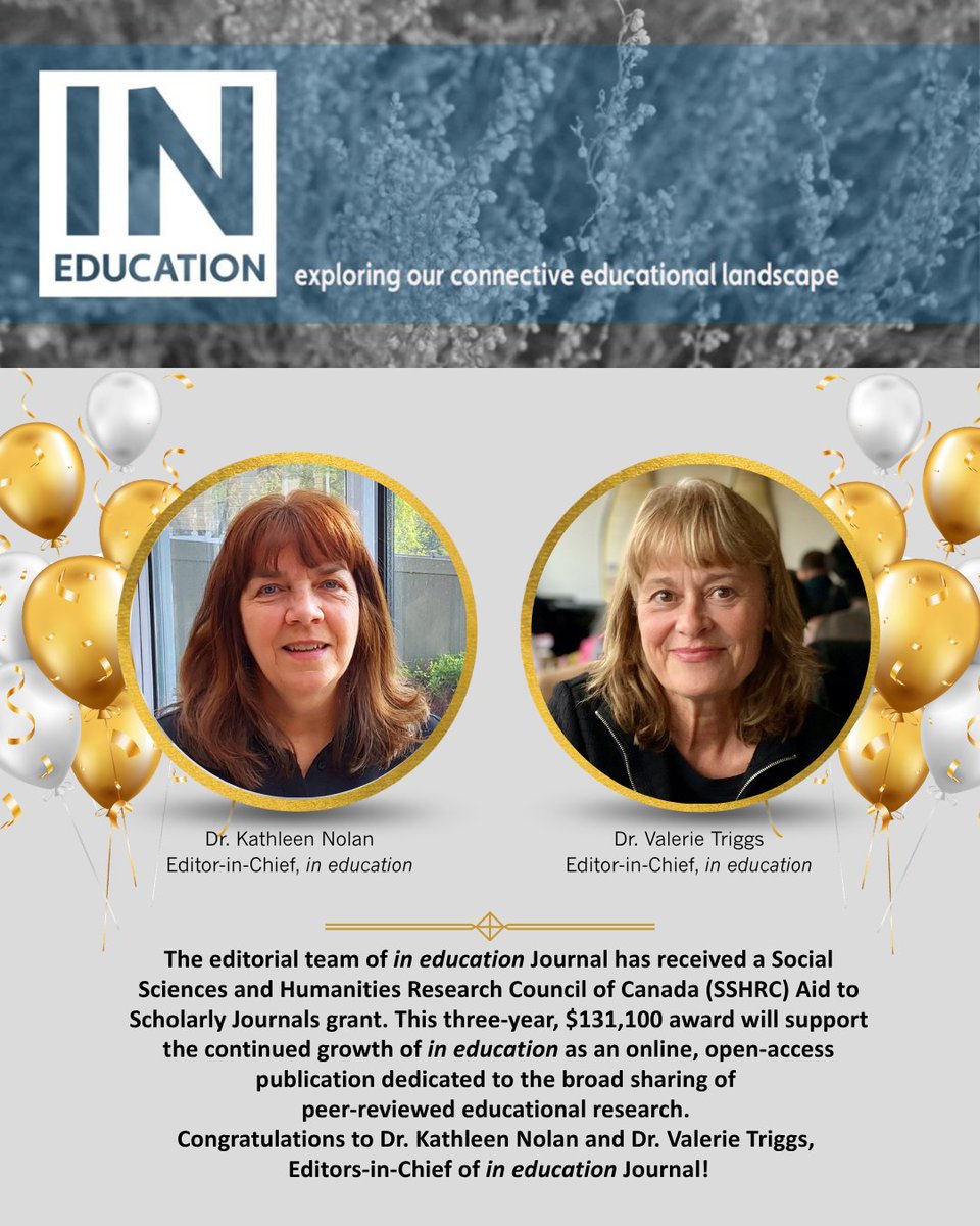 URFacofEd's tweet photo. Congratulations to the editorial team of 𝘪𝘯 𝘦𝘥𝘶𝘤𝘢𝘵𝘪𝘰𝘯 journal on receiving a SSHRC Aid to Scholarly Journals grant ($131,100 over 3 years) supporting in education, an open-access journal advancing accessible, community-oriented scholarship in education. https://t.co/U2rc4q2pMD
