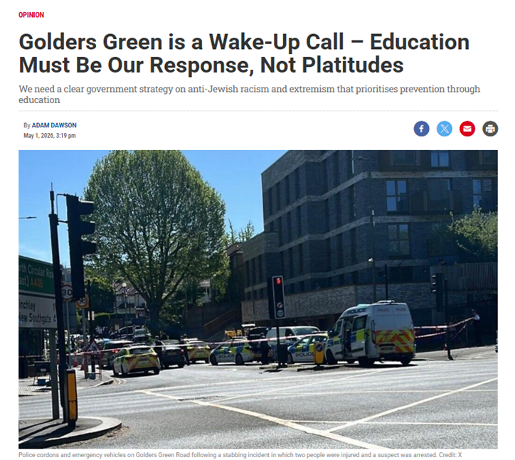 HolocaustCentUK's tweet photo. Article featured in @JewishNewsUK by our Chair of Trustees, Adam Dawson MBE. Read more at https://t.co/uxfgWNALLt https://t.co/dSB5jwZw1y