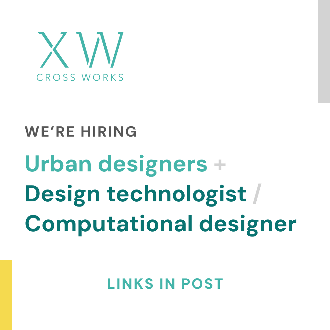 CrossWorksLtd's tweet photo. Cross works is looking for talented people to join our growing team in Camden across the following roles: 

Urban Designers 
Working on large-scale international masterplanning, urban design, city planning and architectural projects. 
🔗: https://t.co/nKzmiCJc13 

Design Technologist / Computational Designer 
Supporting architectural, urban design and city-planning projects through computational design, GIS, urban analytics and spatial data workflows. 
🔗: https://t.co/QCDgunCw8L 

Both roles are full-time office-based roles in Camden, London. Applicants must have eligibility to work in the UK. 

#Hiring #UrbanDesign #ComputationalDesign #DesignTechnologist #ArchitectureJobs #Masterplanning #CityPlanning #GIS #LondonJobs #CrossWorks