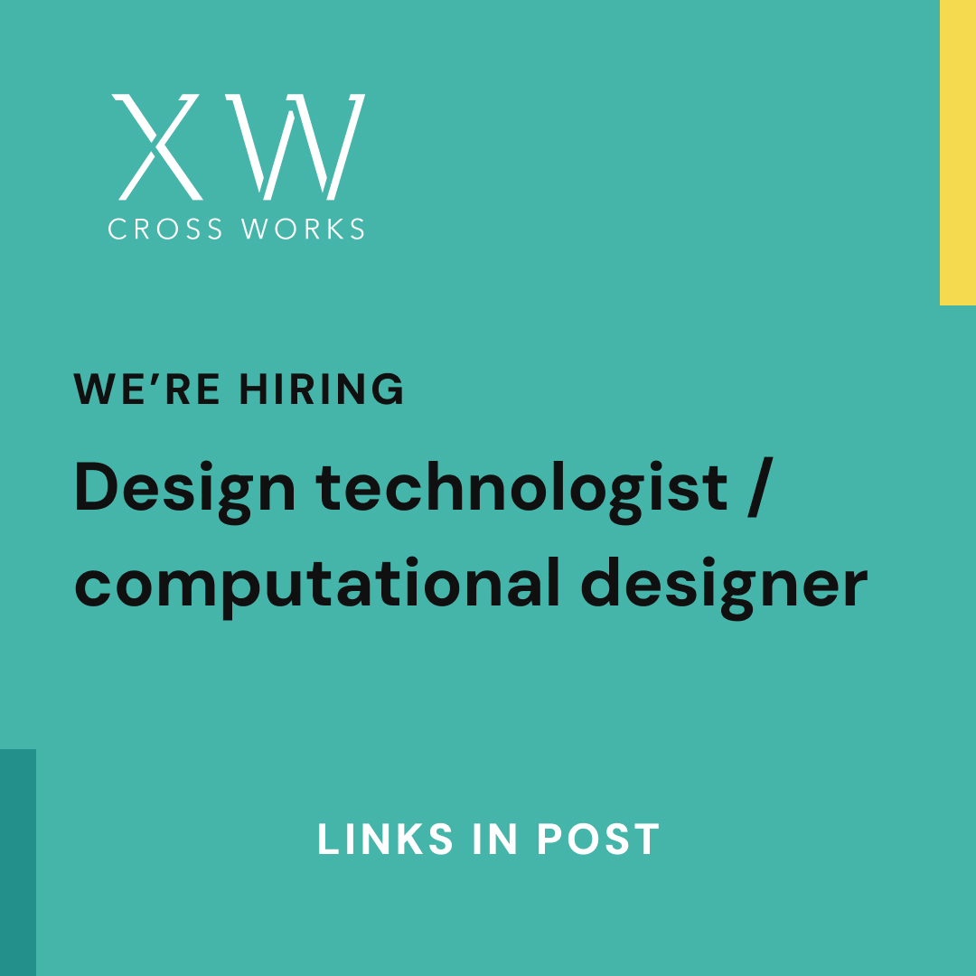 CrossWorksLtd's tweet photo. Cross works is looking for talented people to join our growing team in Camden across the following roles: 

Urban Designers 
Working on large-scale international masterplanning, urban design, city planning and architectural projects. 
🔗: https://t.co/nKzmiCJc13 

Design Technologist / Computational Designer 
Supporting architectural, urban design and city-planning projects through computational design, GIS, urban analytics and spatial data workflows. 
🔗: https://t.co/QCDgunCw8L 

Both roles are full-time office-based roles in Camden, London. Applicants must have eligibility to work in the UK. 

#Hiring #UrbanDesign #ComputationalDesign #DesignTechnologist #ArchitectureJobs #Masterplanning #CityPlanning #GIS #LondonJobs #CrossWorks