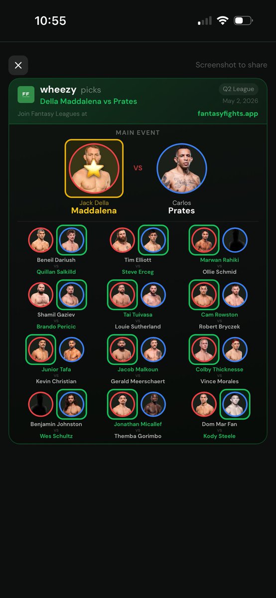 Fantasy Fights App tweet media