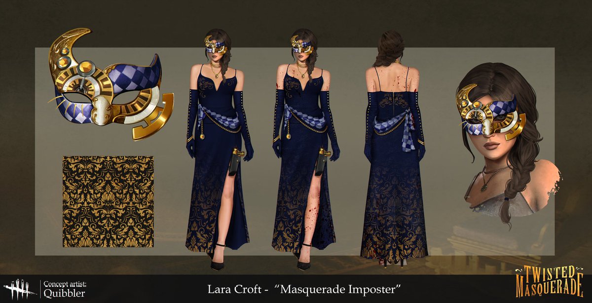 by_quibbler's tweet image. What do you think the aesthetics of the anniversary event will be this year, since the masquerade is over? 
A soft restart or radically new?

(My masquerade fan concepts from last year btw)

#DeadbyDaylight #LaraCroft #KateDenson #Pyramidhead #Dracula #SilentHill #Castlevania