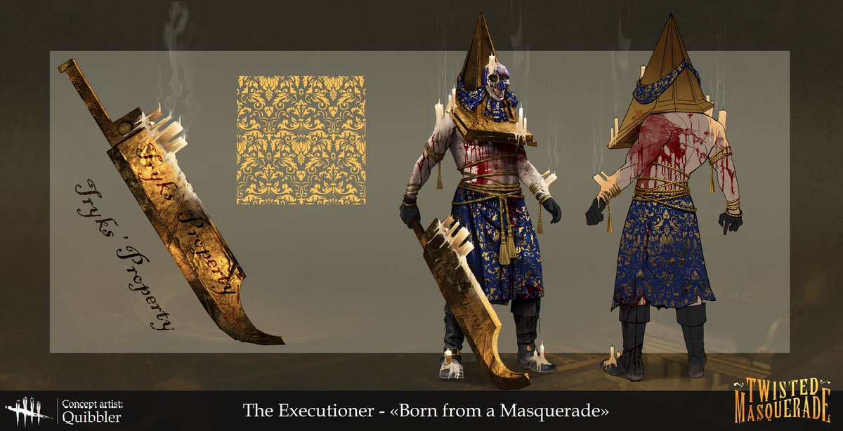 by_quibbler's tweet image. What do you think the aesthetics of the anniversary event will be this year, since the masquerade is over? 
A soft restart or radically new?

(My masquerade fan concepts from last year btw)

#DeadbyDaylight #LaraCroft #KateDenson #Pyramidhead #Dracula #SilentHill #Castlevania