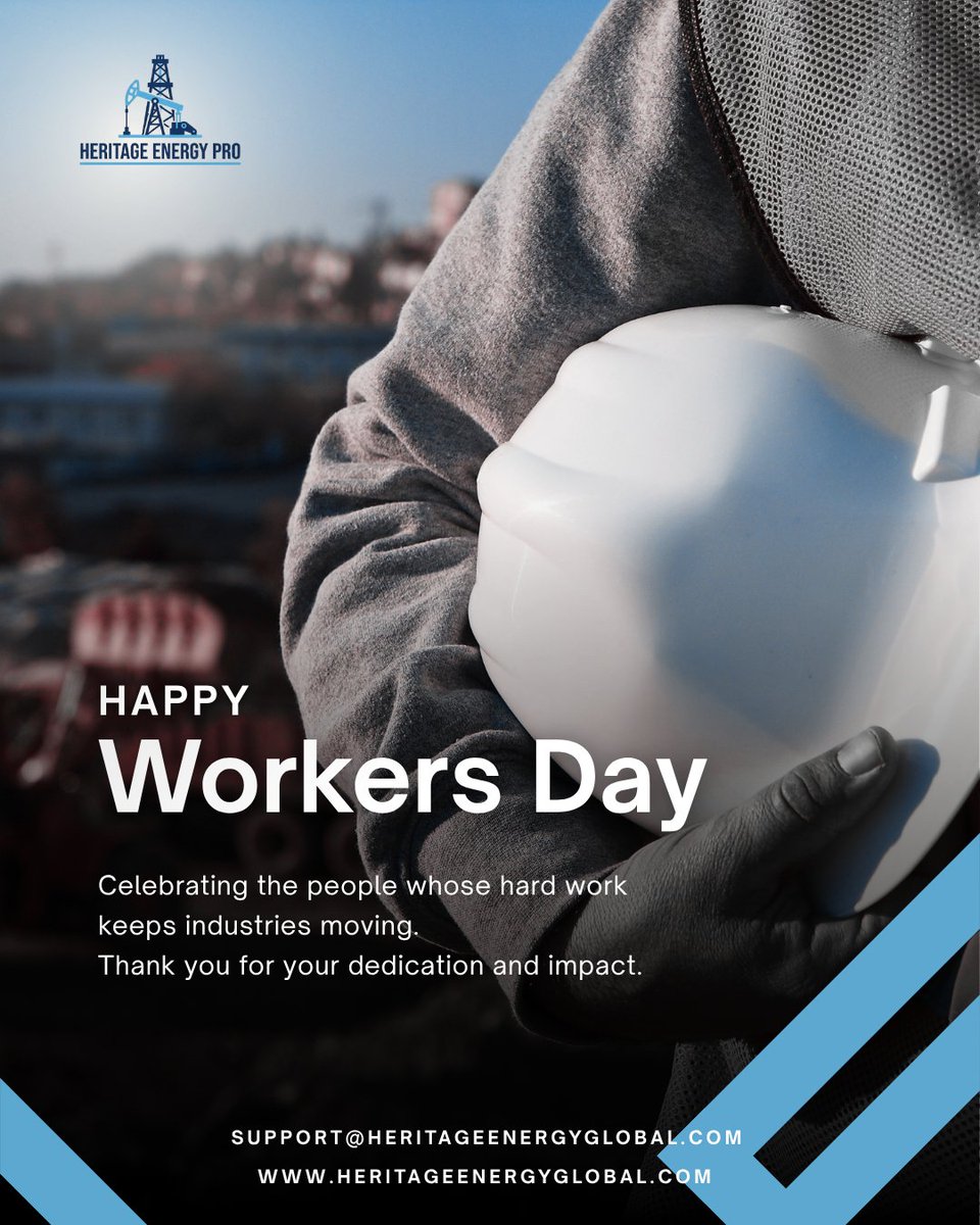 HeriglobGroup's tweet image. Today we celebrate the people whose hard work keeps industries moving.

Happy Workers’ Day.

#WorkersDay #OilAndGas #Procurement #SupplyChain #HeritageEnergyPro