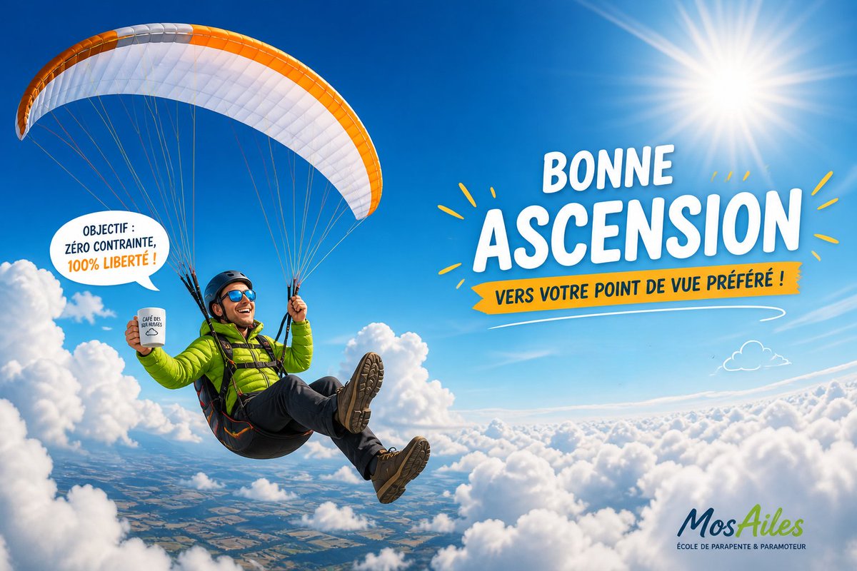 MosAiles's tweet photo. S’il y a bien une journée qui semble avoir été créée pour voler, c’est le jeudi 14 mai 2026, fête de l’Ascension. Chez MosAiles, nous serons dans les starting-blocks, prêts à vous faire décoller :)

Pourquoi rester cloué au sol à regarder les autres voler? https://t.co/TSTMecfLtU