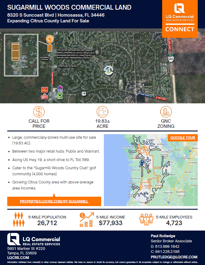 paulrrutledge's tweet image. 🌿 Sugarmill Woods land for sale!
📍 8320 S Suncoast Blvd, Homosassa
Prime US-19 frontage in fast-growing Citrus County.
Call Paul 941-228-2198 or Zach 813-493-3437
#CRE #LandForSale #FloridaCRE