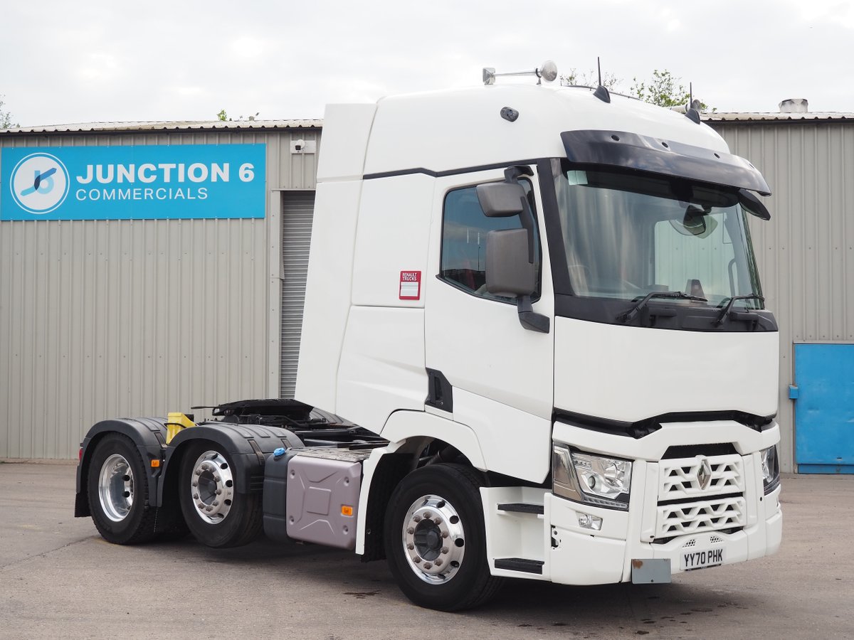 Junction6com's tweet photo. 2020 Renault T480 Sleeper 6x2 Tractor Unit £24750+VAT
6 months driveline warranty, fridge, microwave, 2nd bunk, air horns, sliding fifth wheel, Alcoa Durabright alloy wheels, Euro 6, 477,000 kilometres, for more info please phone 0121 326 6950 or visit https://t.co/4DBR7vRXmd https://t.co/bzsd49dfe6