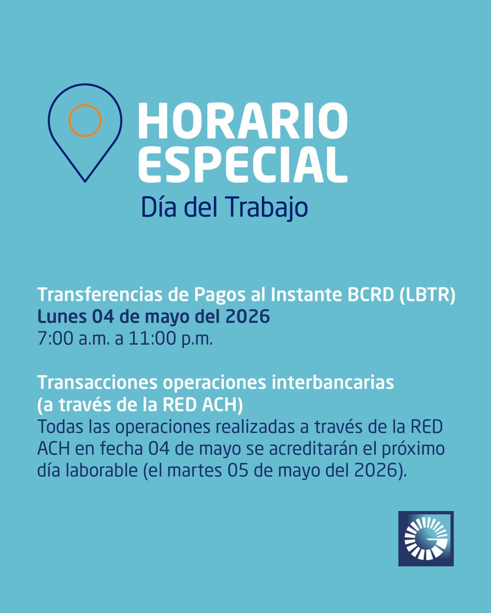 Popularenlinea's tweet photo. Desliza y conoce nuestros horarios para el Día del Trabajo.
Recuerda que puedes realizar tus transacciones a
través de:
📱 #AppPopular
💻 https://t.co/4K1FyceHLD
🏧 #CajerosAutomáticosPopular
🤝 @tpagord @toke_do
📍 Red de #SubagentePopular
#CadaEsfuerzoCuenta #BancoPopularDominicano
#Horarios