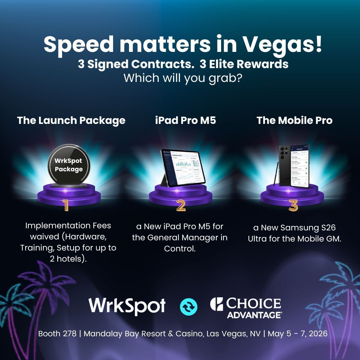 Wrkspot's tweet photo. Speed matters at the Choice Convention in Vegas. The convention is just 4 days away.

The first 3 signed contracts will receive an exclusive Elite Reward.
Secure your opportunity while it lasts. 

https://t.co/n0NVM9iJNo | sales@wrkspot.com

#ChoiceConvention2026 https://t.co/1h4NEXcFhy