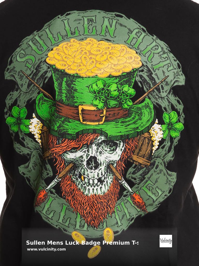 Vulcinity's tweet image. Unleash your bold side this St. Patrick's Day with the Sullen Luck Badge Tee! ☘️💀 Stand out with our exclusive leprechaun skull design on premium soft cotton. Don't just be lucky, look it! 🍀 Get yours for $32.50 now: shortlink.store/twou9x_n4lel #Art #Skull #Sullen