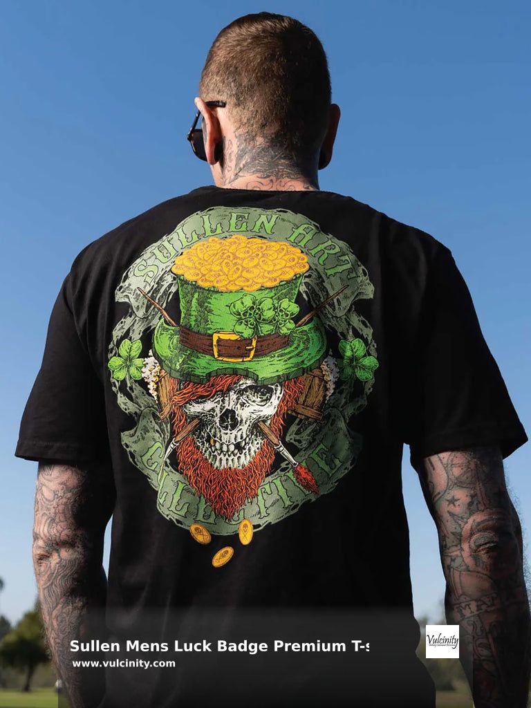 Vulcinity's tweet image. Unleash your bold side this St. Patrick's Day with the Sullen Luck Badge Tee! ☘️💀 Stand out with our exclusive leprechaun skull design on premium soft cotton. Don't just be lucky, look it! 🍀 Get yours for $32.50 now: shortlink.store/twou9x_n4lel #Art #Skull #Sullen