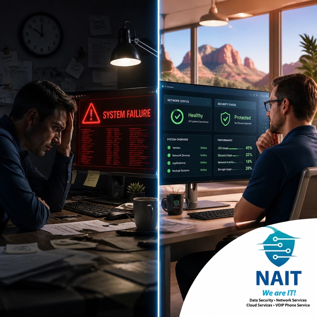 arizona_it's tweet image. Myth #4: "If it ain't broke, don't fix it."

Waiting for things to break is a recipe for disaster. 📉 Reactive support means you're already behind. Proactive monitoring catches glitches before they become crashes, giving you peace of mind. 🕊️✨ #ITSupport #TechTips