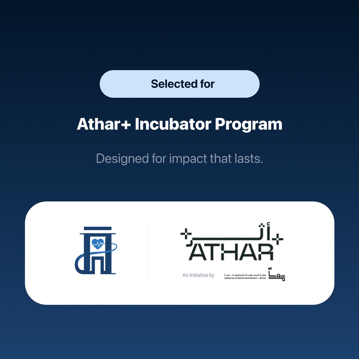 hlthera's tweet photo. 🌿 A moment of purpose.

#Hlthera has been selected for the Athar+ Incubator Program — an initiative by Ma’an.

Proud to join a community building meaningful, lasting impact.

Impact, guided with intention, endures. 💙

#AtharPlus #Maan #SocialImpact https://t.co/1im4L38X1X