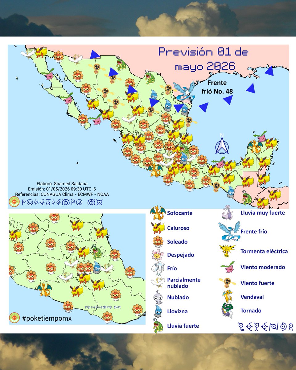 poketiempo_mx's tweet image. #FelizViernes
📦🪢Después del Día de la Niña y el Niño, llega el Día del Trabajo, ese concepto físico que hasta se conmemora. (Noscierto, los derechos laborales vienen de la lucha por y para la fuerza de trabajo💪)
🐦❄️🫠☀️ El frente frío No. 48 se adentra más y más a México.