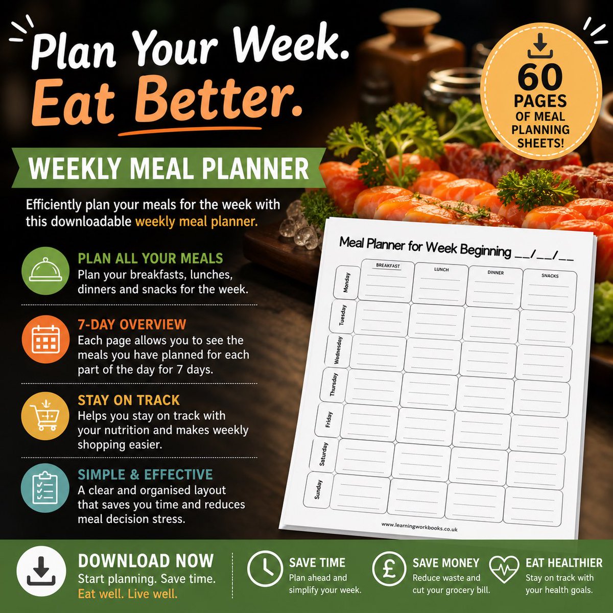 Learn_Workbooks's tweet photo. Weekly Meal Planner 1 - visit https://t.co/W73Aecdhv3 to view and purchase 🙂 https://t.co/JiV4ViO32F