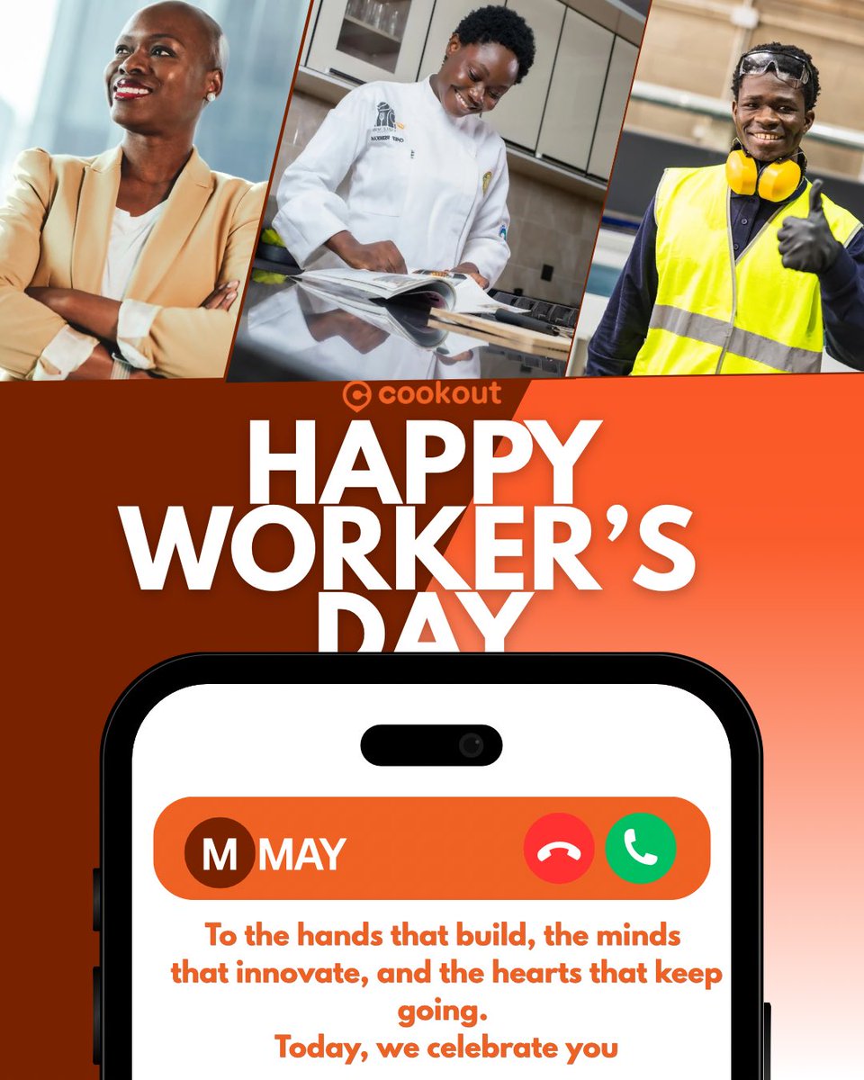 Cookout_ng's tweet photo. To the ones showing up everyday, you deserve to be celebrated. 
Happy Worker’s Day. 
Love, Cookout🧡 https://t.co/eWSrlsIliG