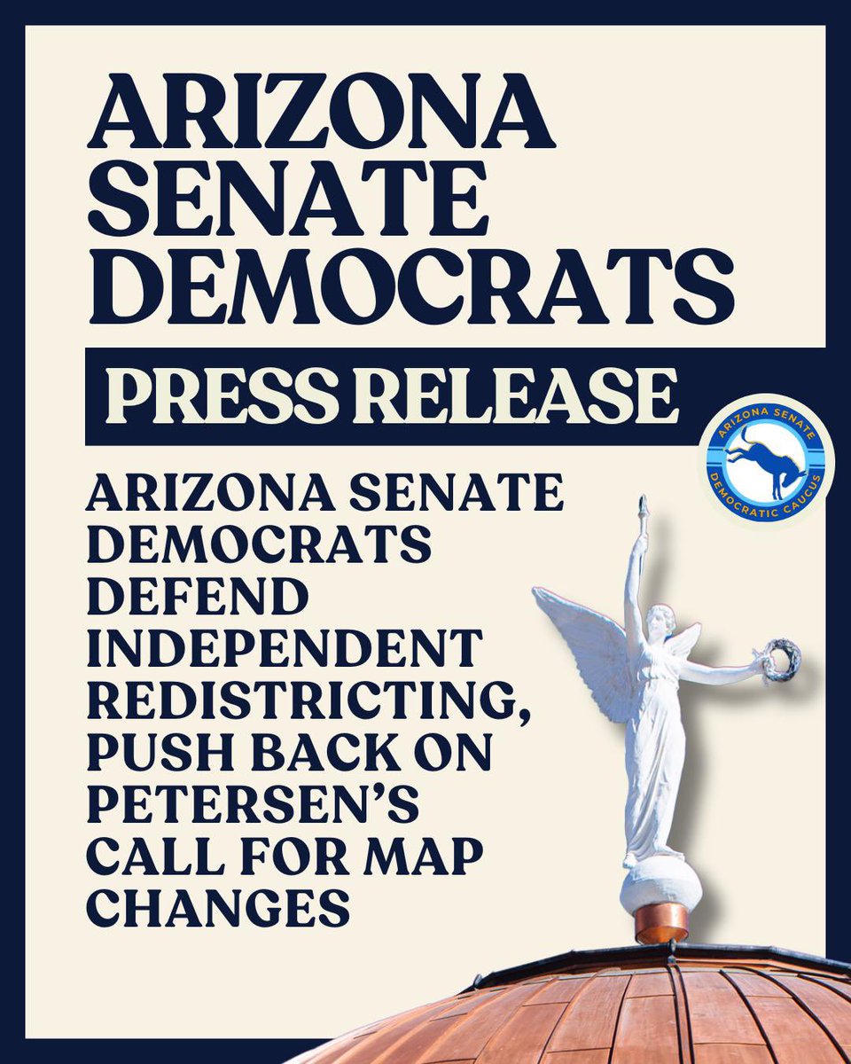 AZSenateDems's tweet photo. 🚨PRESS RELEASE: The decision by the U.S. Supreme Court to gut the Voting Rights Act is a devastating step backward for our democracy.

In Arizona, this ruling is already being weaponized for political gain. Senate President Warren Petersen called our maps “racist” and is openly threatening litigation to force a redraw, demanding that Arizona eliminate districts that contemplate minority communities.
 
Senate Democrats will not stand by while extremists attempt to roll back voting rights and undermine the will of the people. Fair maps are fundamental to a healthy democracy, and we will continue to fight to protect them.

#AzLeg #democrats #senate #votingrights