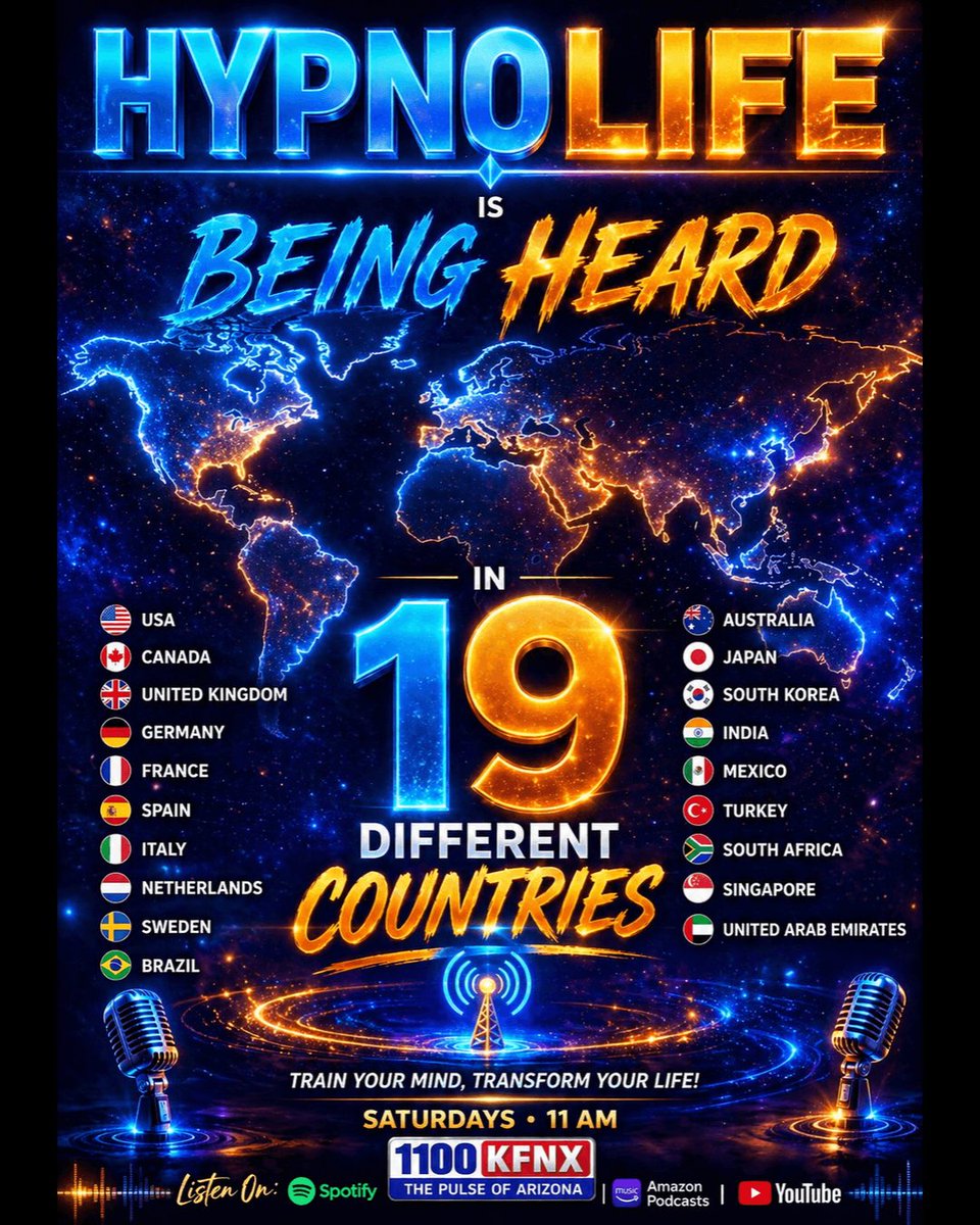 Hypno Life is going global.

Now being heard in 19 different countries, Dr. William Deihl and Dr. Jennifer Couldry  Hypno Life is helping people understand their minds, regulate their nervous systems, and create real, lasting change.

This is just the beginning.