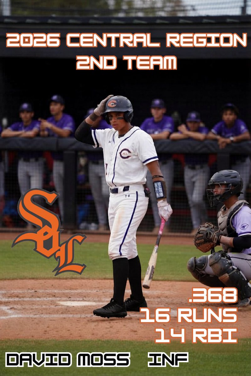 CdS_Baseball's tweet image. Congrats to 2026 MIF @davidreidmoss on being named 2026 2nd Team All Central Region. #Believe