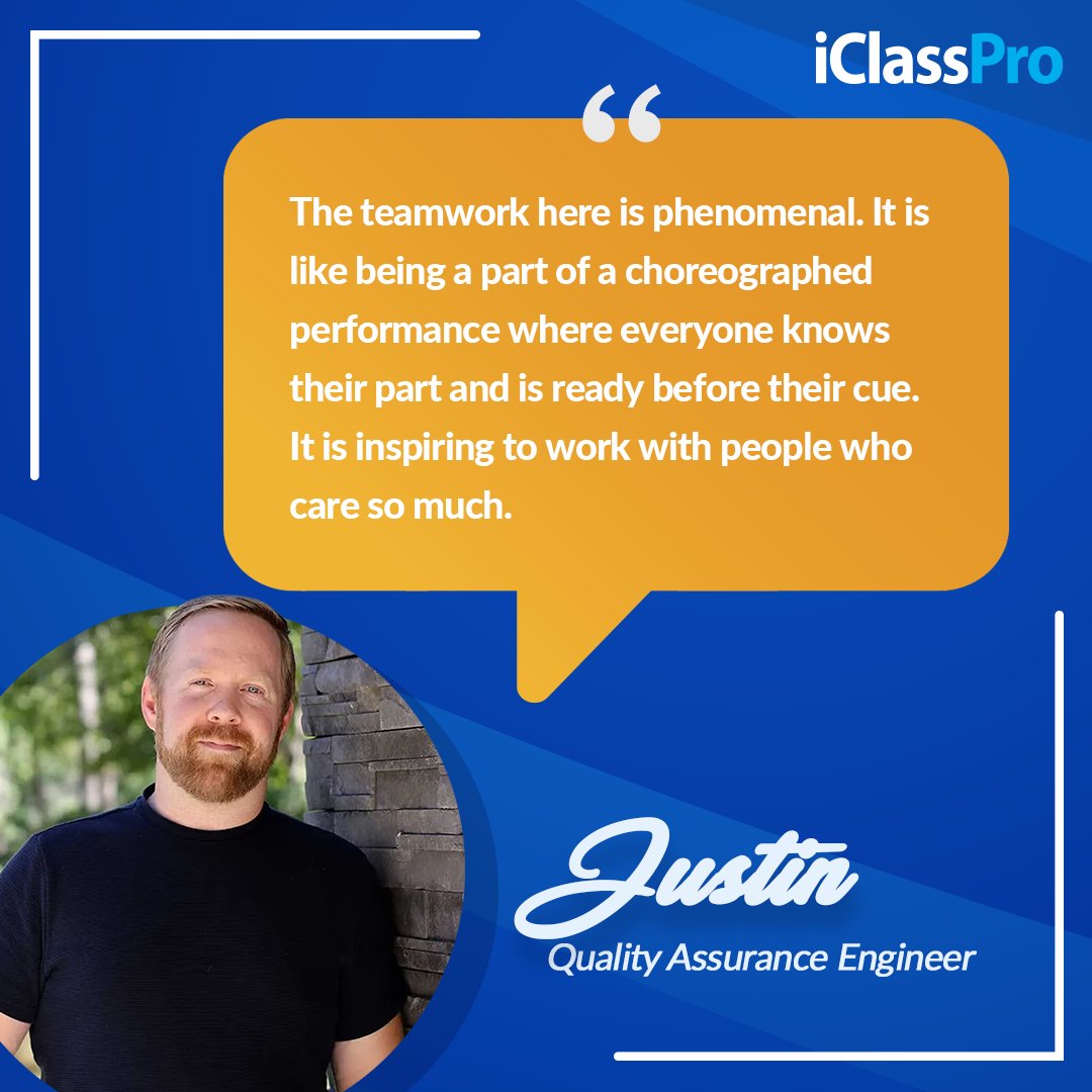 iclasspro's tweet image. Meet Justin, one of iClassPro's Quality Assurance Engineers! 🎉

He brings a level of teamwork and dedication that elevates everyone around him. We’re lucky to have him as part of the iClassPro team! 🙌

#WorkplaceExcellence #CustomerFirst #iClassPro