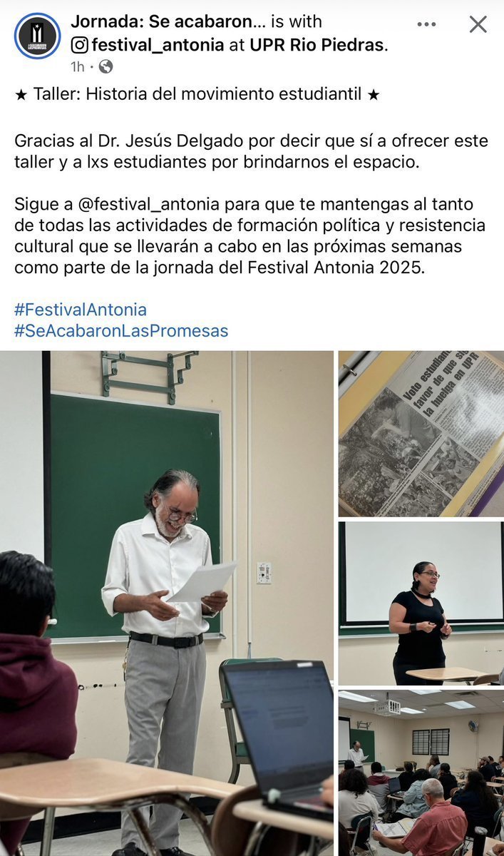 VerdadEsPoder's tweet image. El exsenador comunista (de Victoria Ciudadana) Rafael Bernabe dice que quiere una #UPR (Universidad de Puerto Rico) libre de injerencia de políticos...
Pero ¿qué más político que un grupo de izquierda anarquista, como Jornada Se Acabaron Las Promesas?