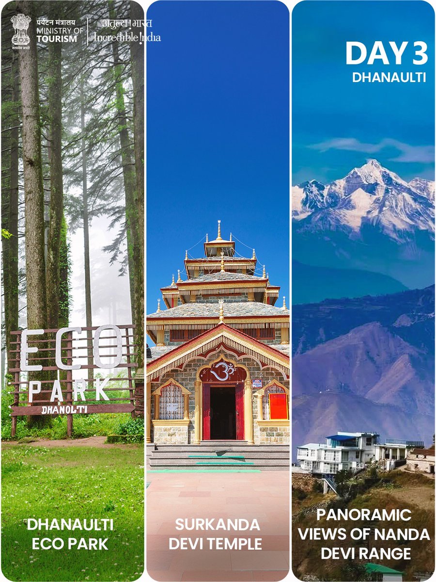 tourismgoi's tweet image. Experience the charm of Uttarakhand through the scenic gems of Mussoorie, Landour, and Dhanaulti.

#IncredibleIndia #Uttarakhand #India