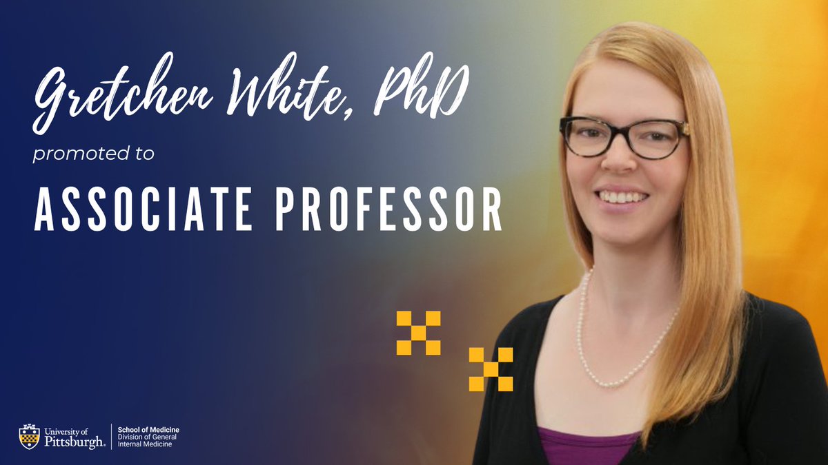 PittGIM's tweet image. Congrats to Dr. Gretchen White on her promotion to Associate Professor! 🎉 Her NIH-funded research on obesity, substance use, and health researcher mentorship is making a real impact. Well deserved! 👏 #FacultySpotlight #WomenInScience #PittMed