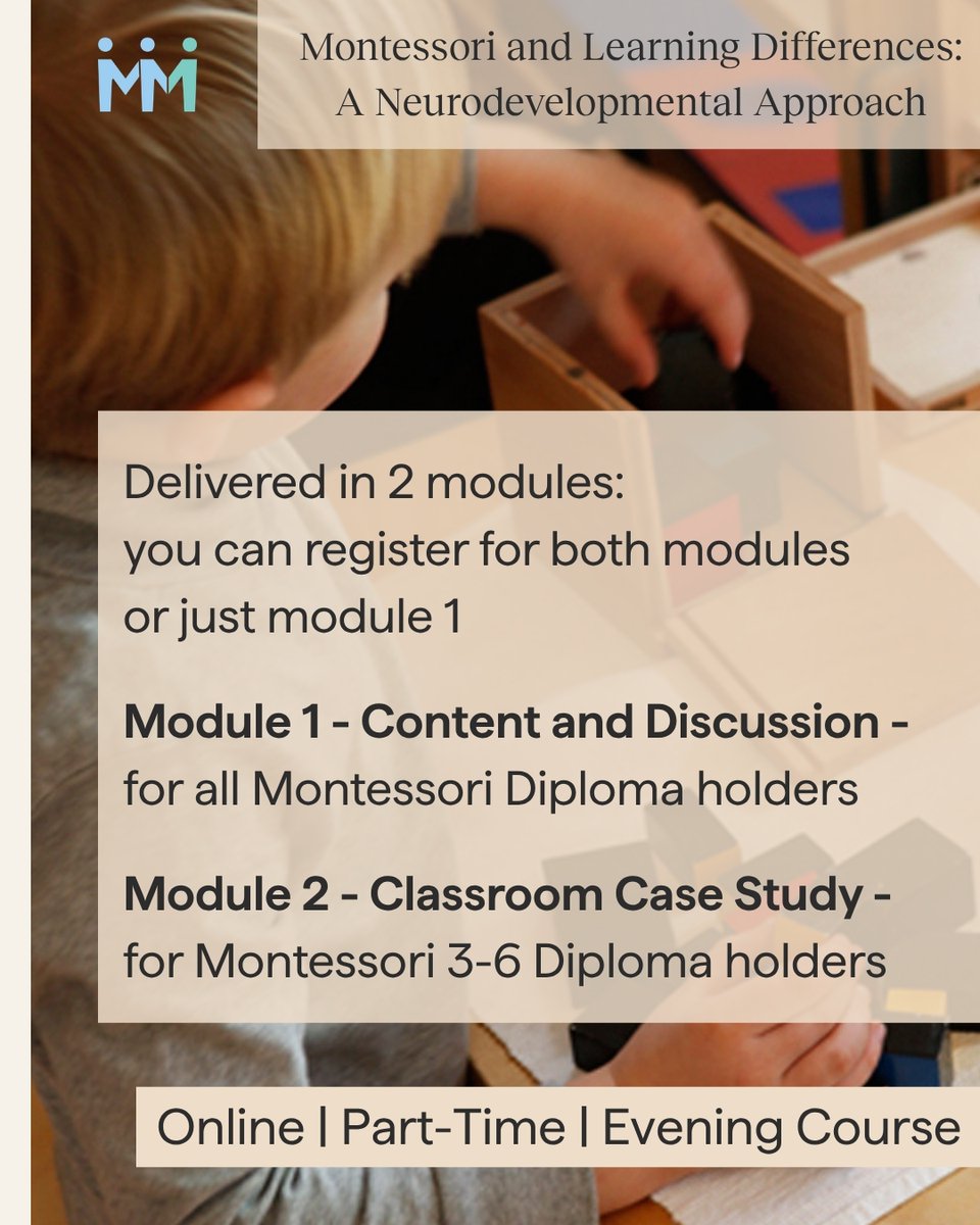 MontessoriMMI's tweet image. Montessori and Learning Differences: A Neurodevelopmental Approach - understand how to observe differences in children and respond in a way that supports each unique child to thrive. For #Montessori Diploma holders #online #eveningcourse and modular bit.ly/49jhMHQ