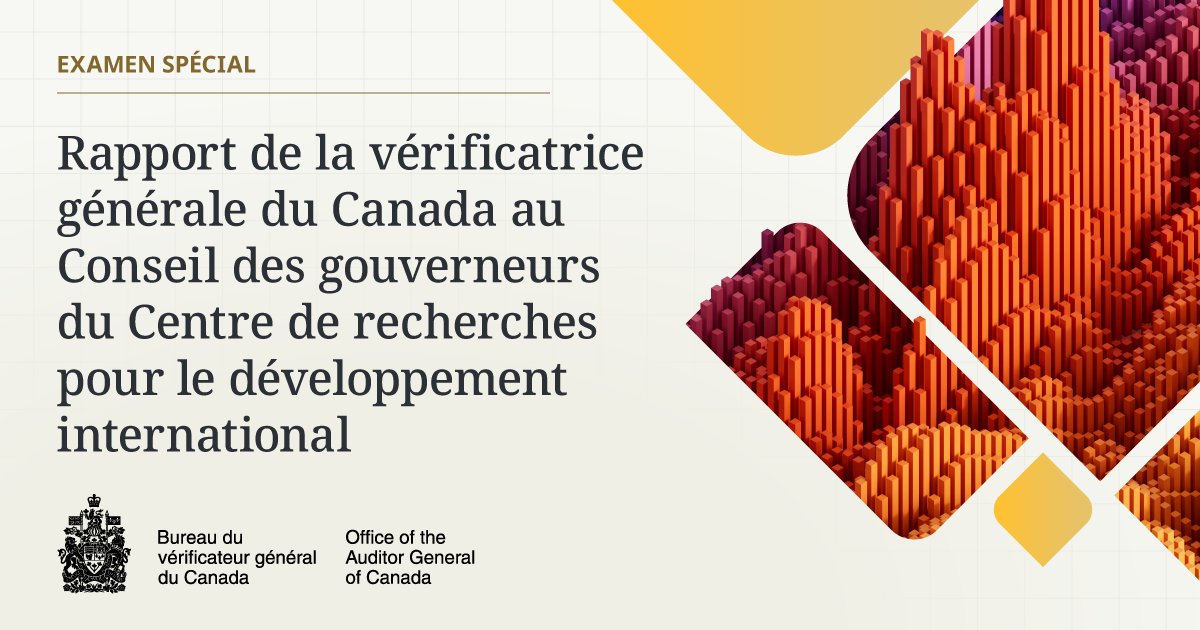 BVG_OAG's tweet photo. L’audit de la vérificatrice générale du Canada sur le Centre de recherches pour le développement international a révélé que le nombre de postes vacants au sein du Conseil des gouverneurs avait affaibli la gouvernance au Centre.

Lien en commentaire. 👇

#RapportsBVG https://t.co/vEFBfiJDgk