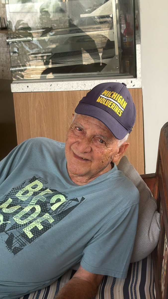 I gifted my grandpa this hat almost 10 years ago. When I came back from Ann Arbor. Whenever I’m home he makes sure he is wearing it 🥹🤏🏼#goblue
