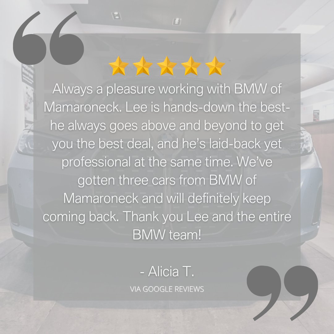 BMWMamaroneck's tweet image. Thank you, Alicia, for the great review. It’s always our goal to provide attentive and professional service, and we’re glad your experience reflected that. We appreciate you choosing BMW of Mamaroneck. #BMW #BMWMamaroneck