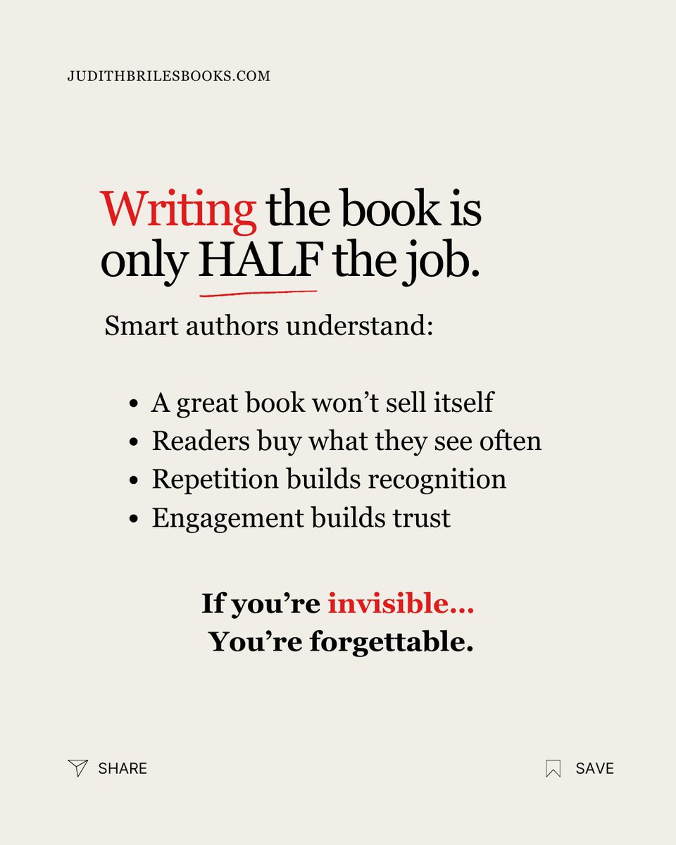 JudithBriles's tweet image. If this shifted how you think about visibility…
You’ll find even more smart strategies inside the book.
 
How to Avoid Book Publishing Blunders bit.ly/BlundersBook
#amwriting #selfpublishing #authors #writingcommunity #indieauthor #KindleUnlimited