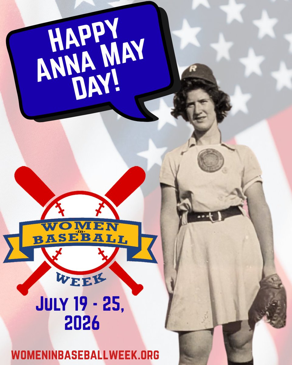 WBaseballTrail's tweet photo. Our Kentucky baseball hero, Anna May Hutchison, would be 101 today and it's time to plan for the 10th - and best ever - Women in Baseball Week. Mark your calendar for July 19-25 and find a way to support women in baseball at https://t.co/IF5kAureLx #WIBW2026 #RacineBelles #Hutch https://t.co/WYvcM8WI1e