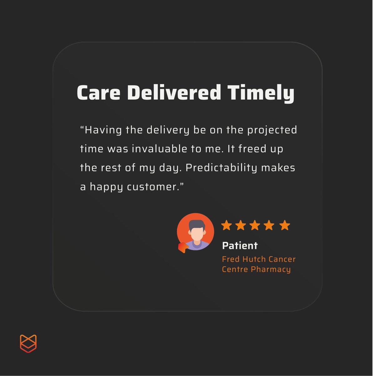 PhoxHealth's tweet image. #FeedbackFriday 🦊

“Having the delivery be on the projected time was invaluable…it freed up the rest of my day.”

⭐ 5/5 | 📊 10/10

Predictability isn’t just convenience in #healthcare. It’s what builds trust. #PhoxHealth
