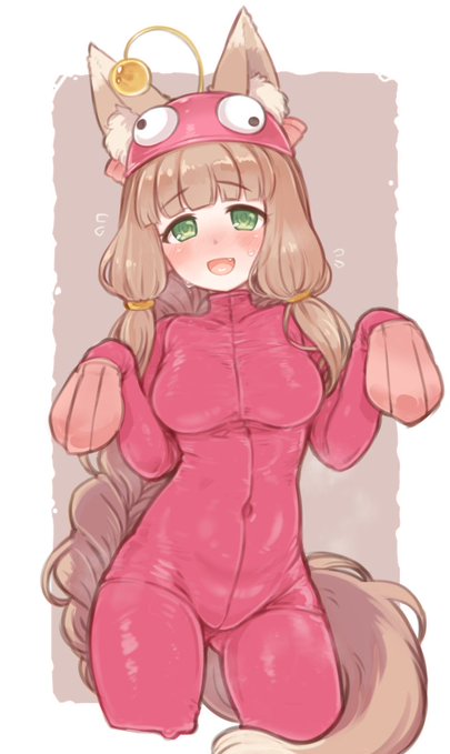 (R-18)マホ(あんこう)ちゃんの絵です!マホ姫は郷土文化を尊重するタイプのお姫はんなのできっとあのピッチピチのピンクタイツを着用してくれると思うんです。そして獣人族特有の汗がたっぷり染み込んで汗染流の汗染まほって感じで「もうお嫁に行けまへん」からの王子はん婿入り大作戦です!良い匂