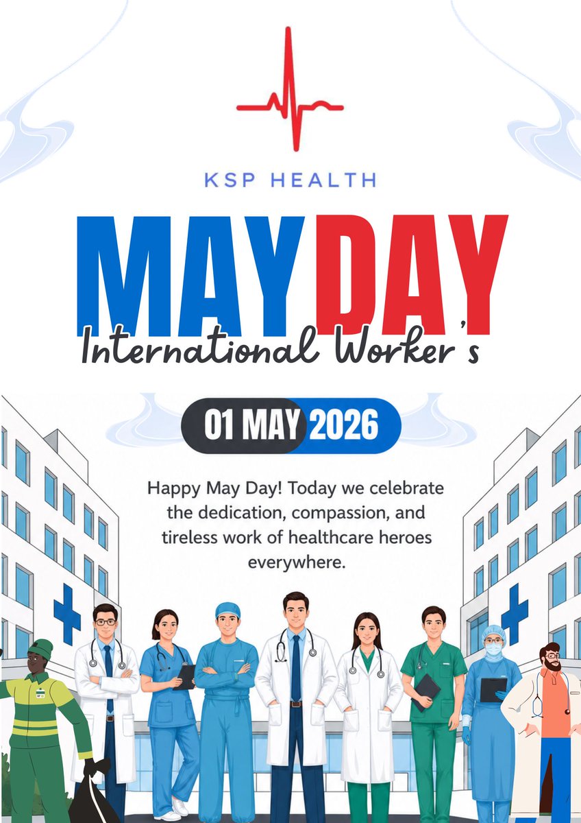 KSPHealth's tweet photo. On this Labor Day, we honor the true heroes of the healthcare sector. From long working hours to life-saving treatments—your dedication never goes unnoticed.

Happy Labor Day!
— KSP Health

#LabourDay #InternationalWorkersDay #MayDay2026 #HealthcareHeroes #KSPHealth #Healthcare https://t.co/D16oLag0qd