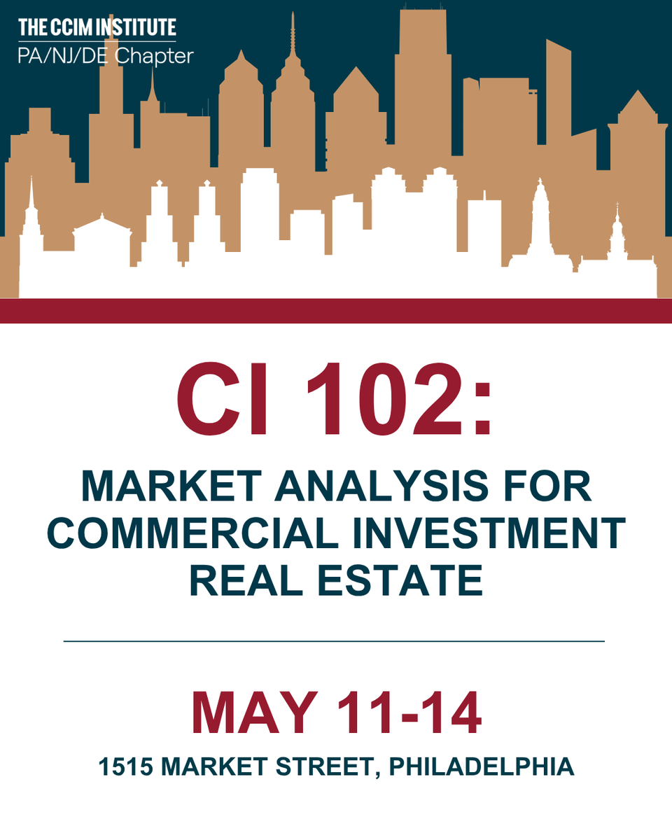 panjdeccim's tweet image. CI 102 starts in less than two weeks!

In CI 102 you'll work with four case studies covering each of the major property types: office, industrial, multifamily, and retail.

Register now at bit.ly/3PbddbR

#CCIM #CRE #PhillyCRE