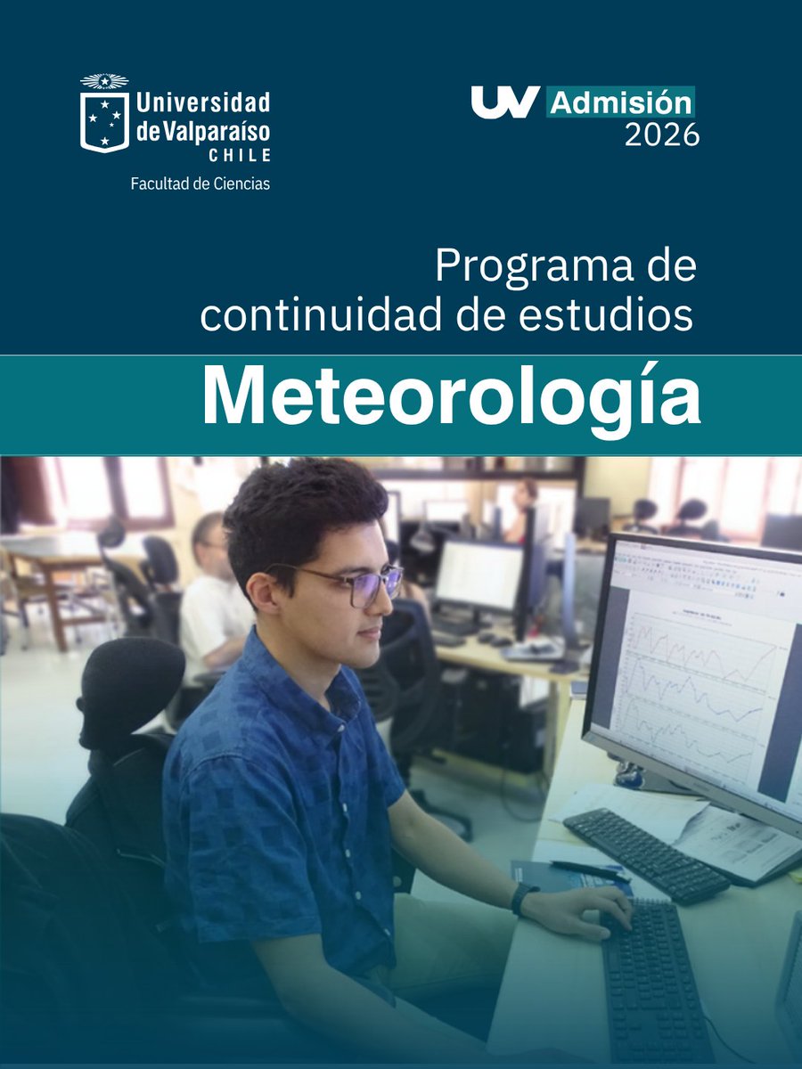 meteo_uv's tweet photo. 📢 Ya está disponible el folleto informativo del PCE Meteorología UV 2026.

Revisa requisitos, fechas y modalidad para postular al Programa de Continuidad de Estudios.

📅 Postulaciones hasta el 12 de junio
📩 secretaria.meteorologia@uv.cl

#Meteorología #UV https://t.co/opaeT6XMFX