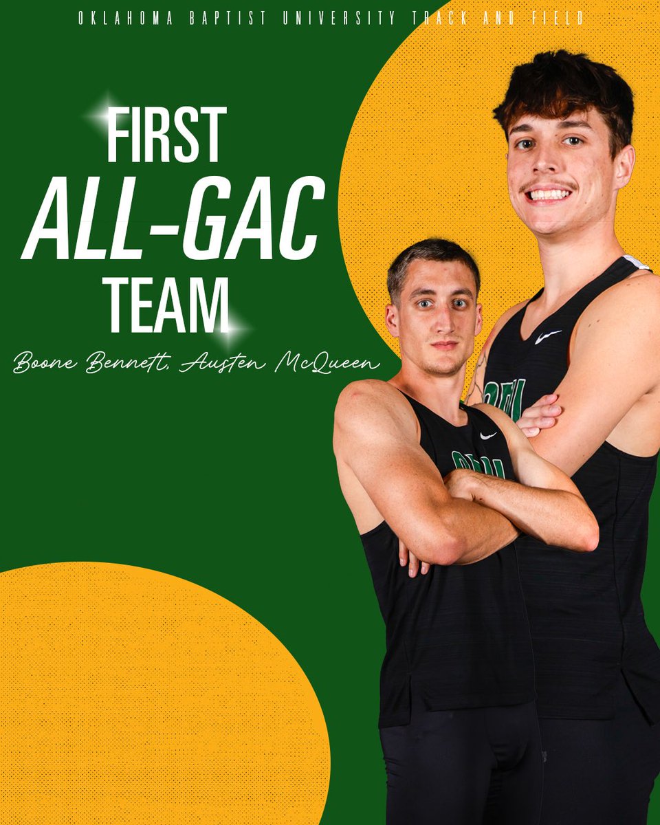 OBU_TrackXC's tweet image. Boone Bennett &amp;amp; Austen McQueen garner All-GAC First Team honors while Maddox Motley earns Honorable Mention in the 110 hurdles! #OnToVictory