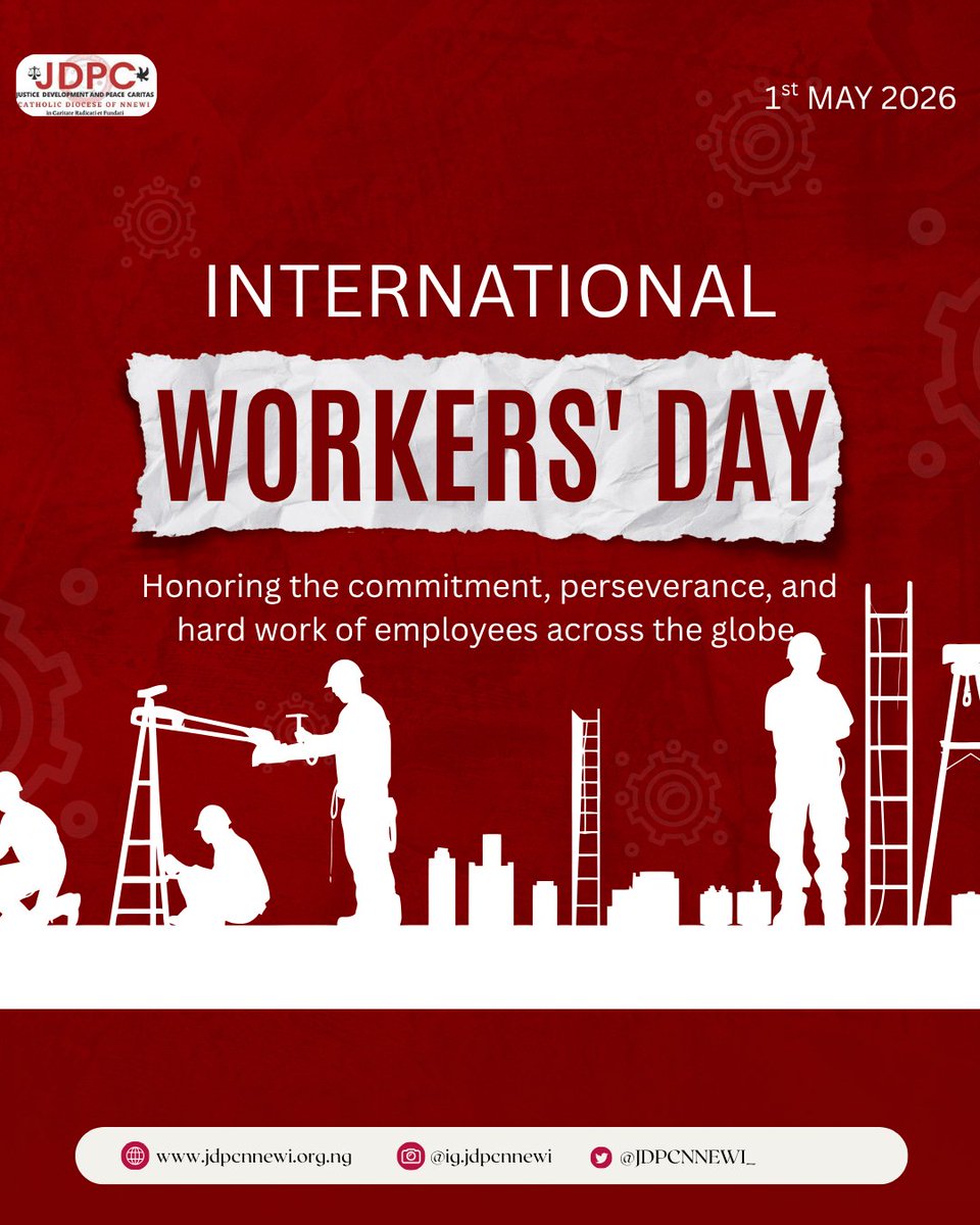 JDPCNNEWI_'s tweet photo. From all of us at JDPCNNEWI, we celebrate the dedication, resilience, and quiet impact of every worker who shows up each day to make a difference. Your commitment continues to shape lives, strengthen communities, and inspire hope.

Happy Workers’ Day 💙 https://t.co/s71qN9Jv9j