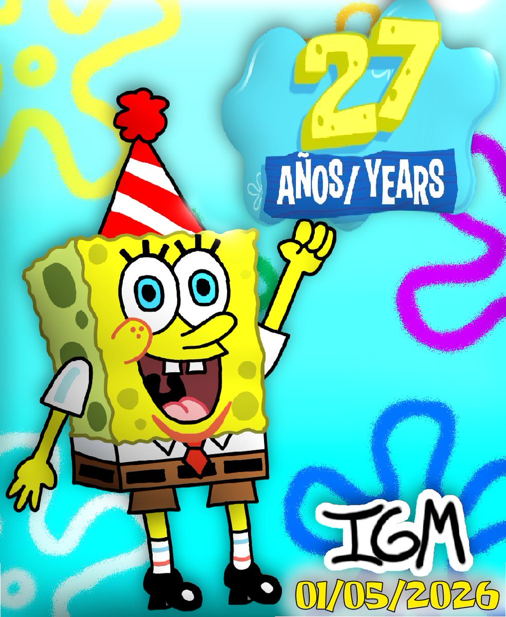 sandraluci38378's tweet image. Dibujo dedicado a los 27 años de Bob Esponja. #BobEsponja #SpongebobSquarepants @luiscarreno1 @NickelodeonLA @Nickelodeon @SpongeBob #Fanart #Cartoon #Childhood #OnThisDay #Anniversary #MyArt #Artwork #Remake #Character #DigitalArt #27Years #Dedicated #Drawing #1990s #Nickelodeon