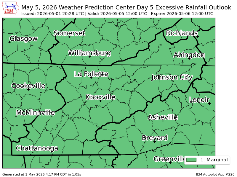 Wpc Riskmap WPC issues Day 5 Marginal Risk Excessive Rainfall Outlook at May 1, 20 ...