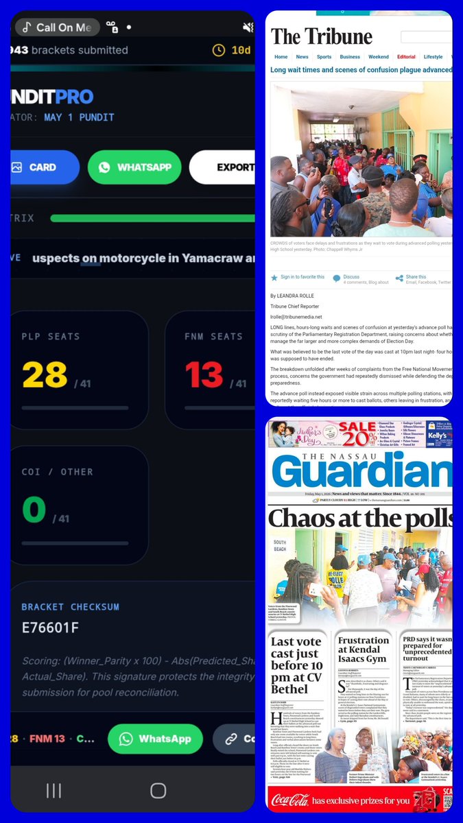 ryansd242's tweet photo. 🔥 THE ULTIMATE BAHAMAS ELECTION CHALLENGE IS LIVE! 🔥
The "King of the Tabloids" knows you've got thoughts 🤑
​💰 Visit https://t.co/LgxGef0ZV6 to enter your General Election picks! 🗳️ Enter your picks NOW and prove you're the ultimate political Pundit! 🇧🇸🏆 https://t.co/7ZCgJo1R3B