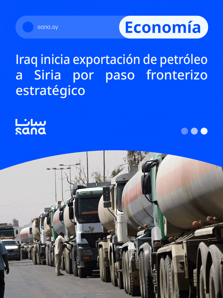 Agencia_Sana's tweet image. Iraq inicia exportación de petróleo a Siria por paso fronterizo estratégico

#Siria 
#Iraq 
#petroleo

🖇 Detalles
sana.sy/es/economy/230…